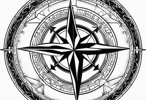 holy cross inside a compass tattoo idea