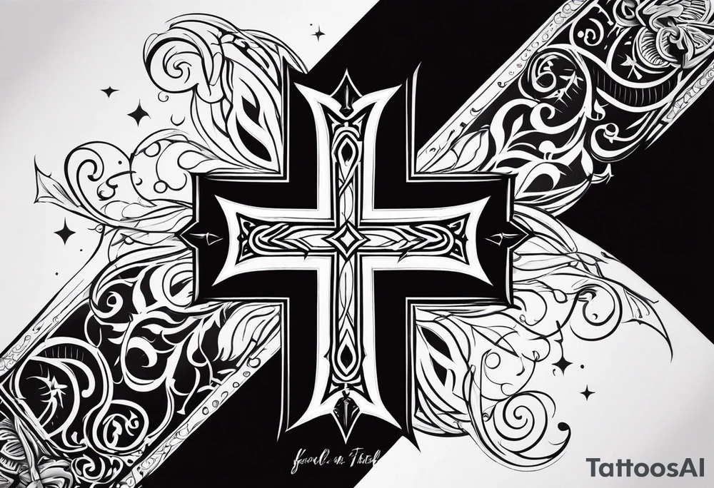 Cross tattoo with a “L” and “T” in it tattoo idea