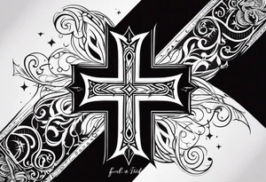 Cross tattoo with a “L” and “T” in it tattoo idea