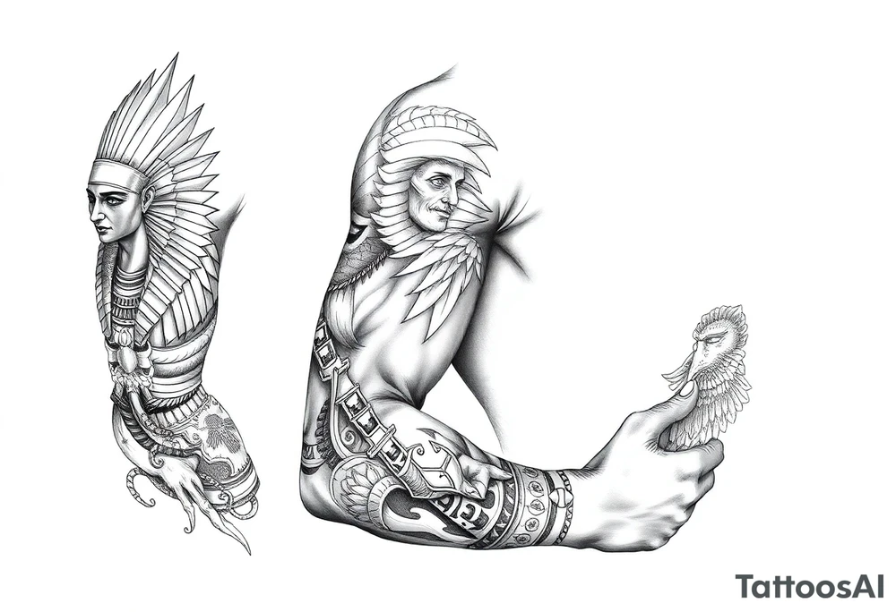 Egyptian theme . Add more elements. I have Egyptian symbols also so I want to connect them tattoo idea