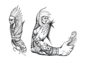 Egyptian theme . Add more elements. I have Egyptian symbols also so I want to connect them tattoo idea