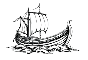 viking-ship on sea tattoo idea