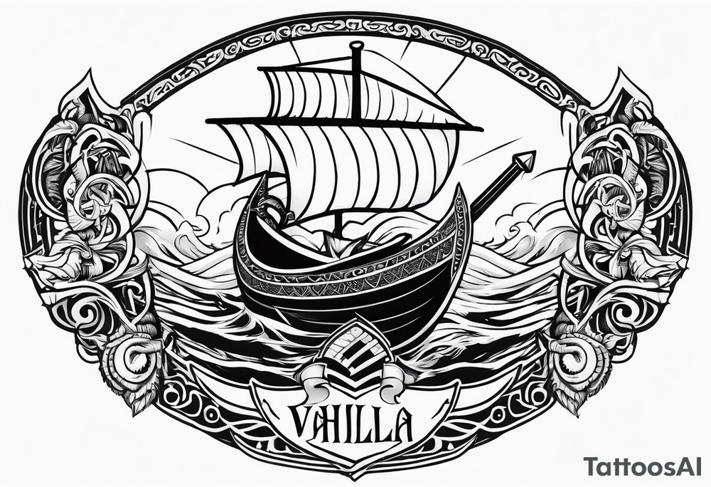 Valhalla sword shield viking ship dragon head tattoo idea Valhalla sword shield viking ship dragon head tattoo idea
