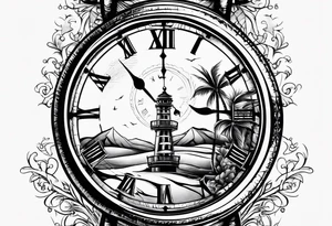 Make time count. watch and sand flying around hourglass tattoo idea