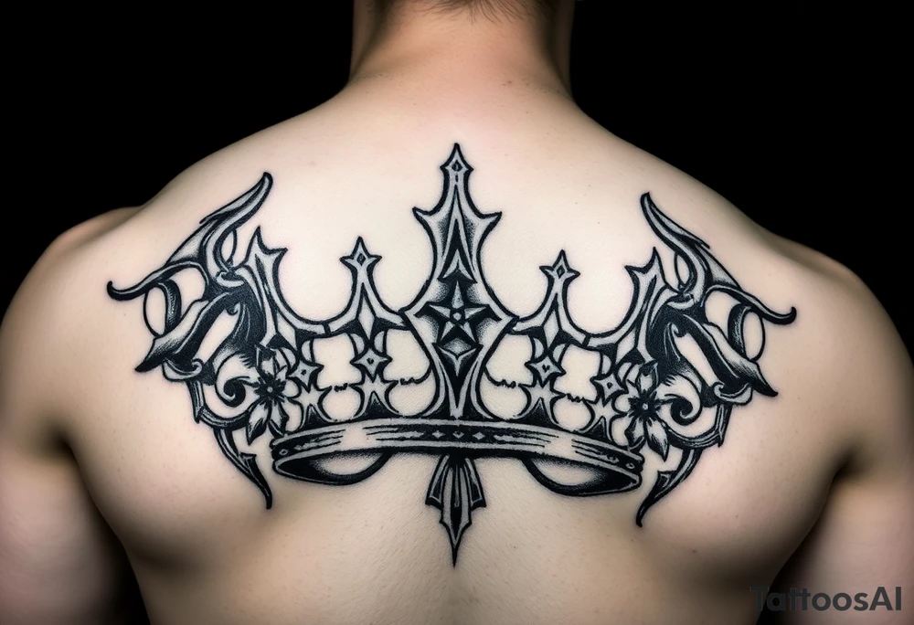 Crown no more pain strength tattoo idea