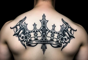 Crown no more pain strength tattoo idea