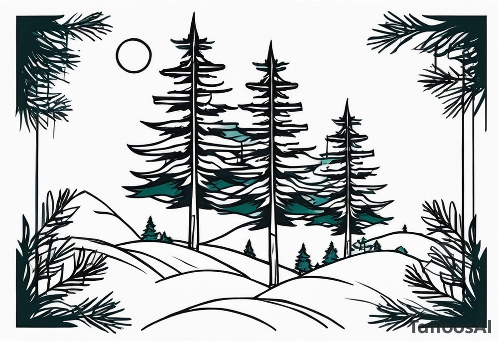 Two Pine trees tattoo idea