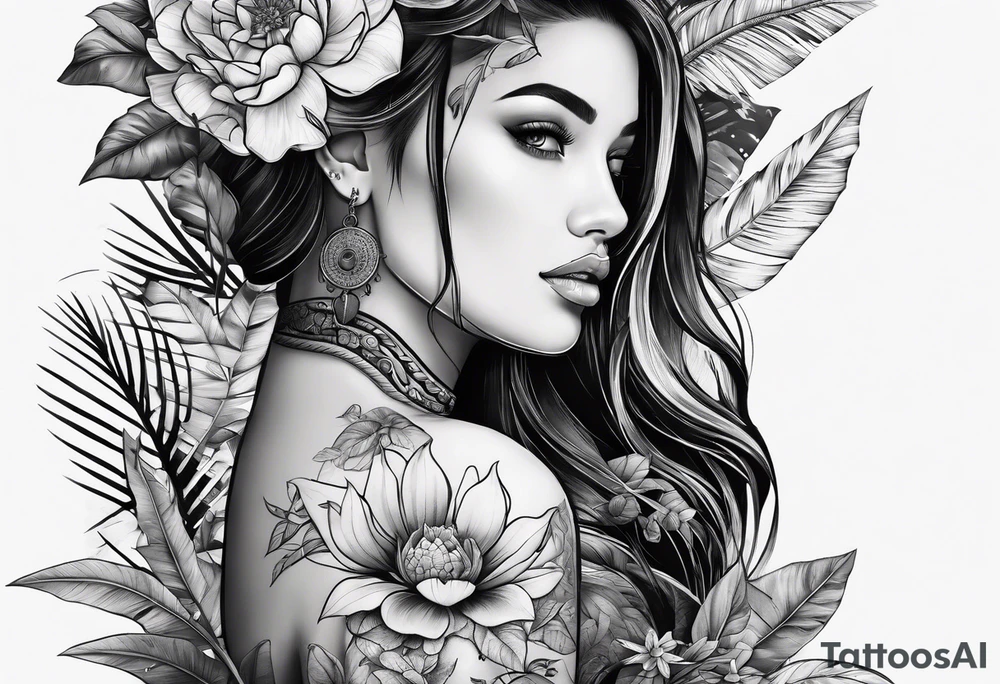 jungle and space tattoo idea