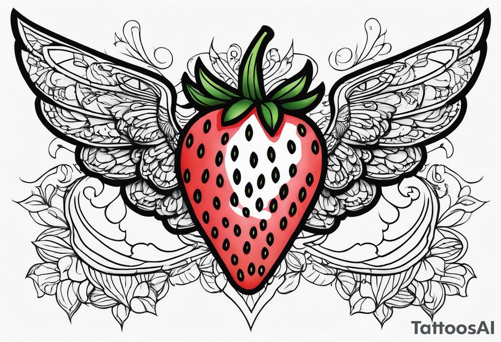 Strawberry with wings tattoo idea