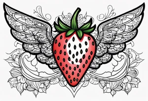 Strawberry with wings tattoo idea
