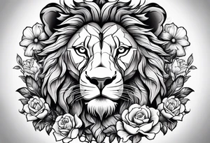 Lion and flowers tattoo idea