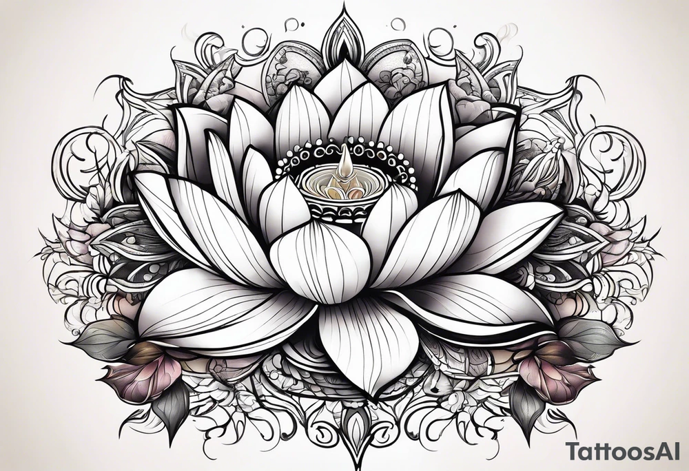 Lotus spiritual light organic tattoo idea