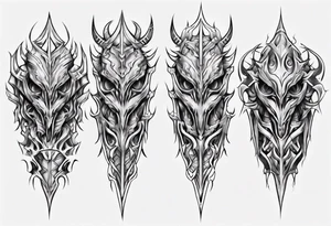 Demonic leg armor symmetrical tattoo idea