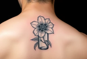 a Edelwiss flower in a bottle.
in color
more sailor style tattoo idea