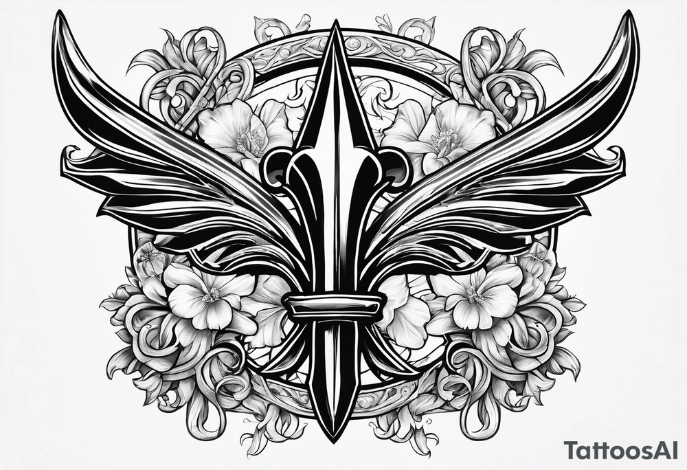 Fleur de lis with swords tattoo idea