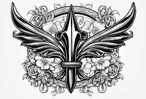 Fleur de lis with swords tattoo idea
