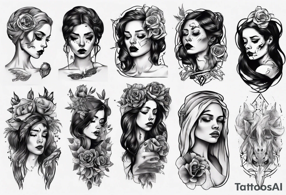 sad woman tattoo idea