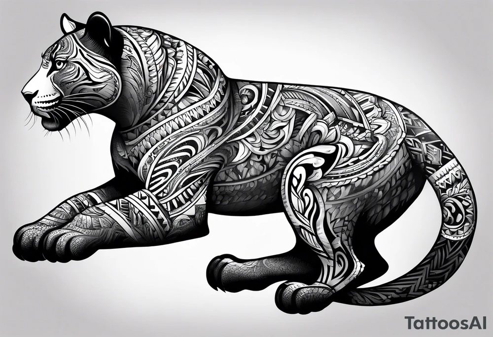 aztec black jaguar sitting tattoo idea