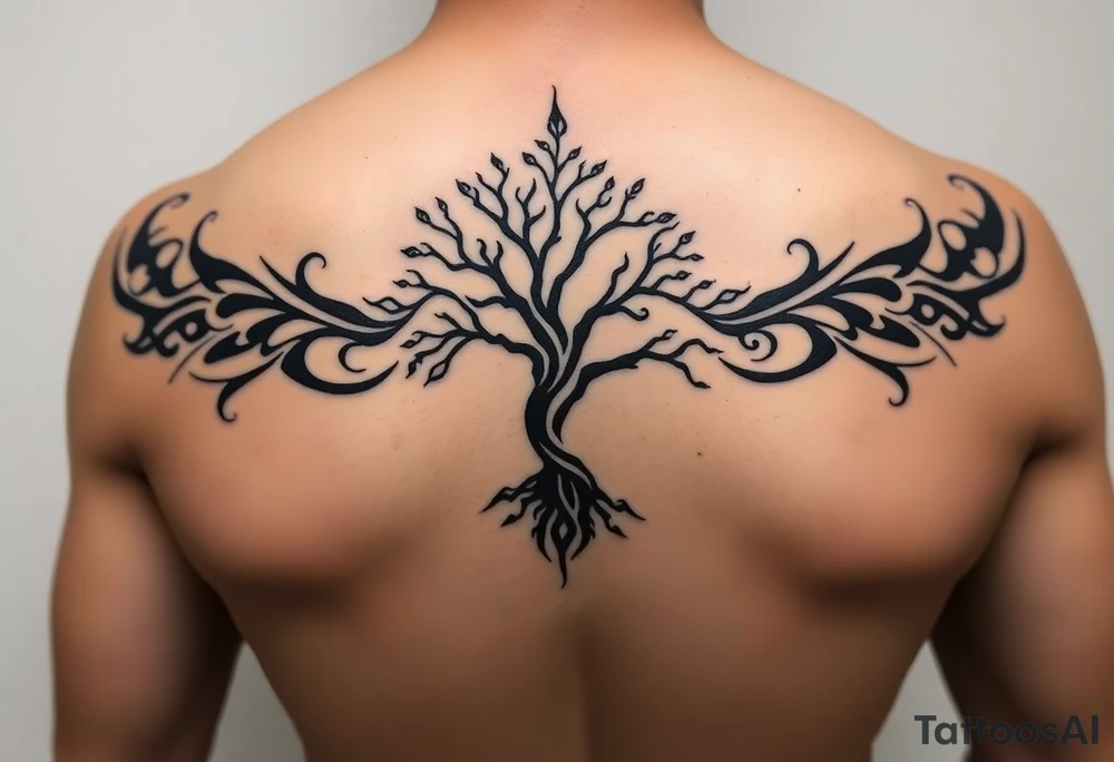 Tree moving in a spiral direction tattoo idea