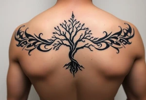 Tree moving in a spiral direction tattoo idea