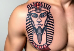 An Egyptian king with blue Eyes(only red , blue and black are possible colors) tattoo idea