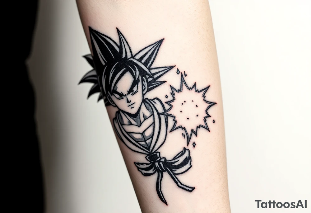 legendary dragonball z scene with energy aura and power effects tattoo idea
