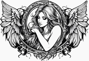 Angel with gothic wings. One side of angle represents darkness and the second of the angle represents light tattoo idea