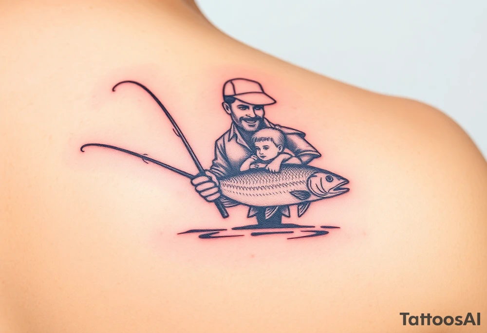 Father and son fishing tattoo idea