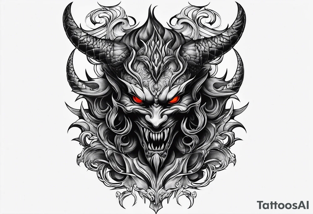 Shadow demon clawing at a mans back tattoo idea