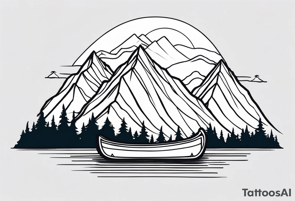 Canoe mountains tattoo idea