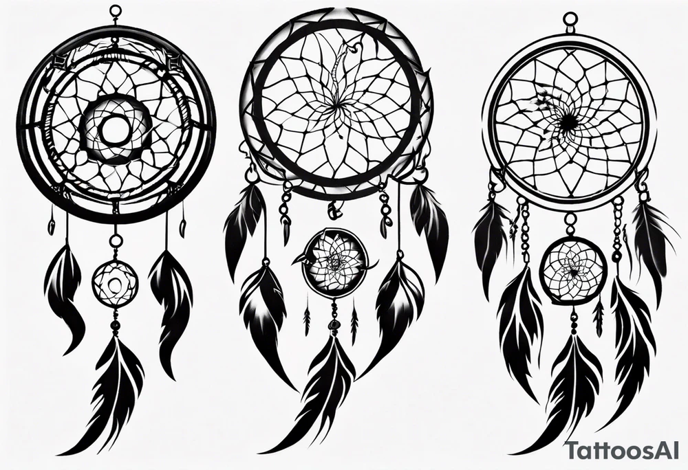 Phoenix dream catcher tail tattoo idea