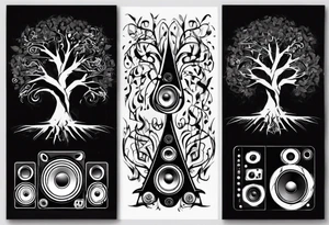 music speaker note tree stave DJ tattoo idea