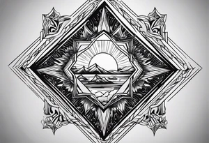 Sun drawing inside of a diamond shape tattoo idea