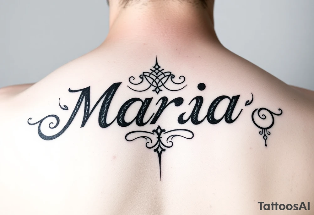 Maria name in astecas symbols tattoo idea