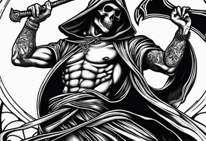 Man dancing with the grim reaper tattoo idea