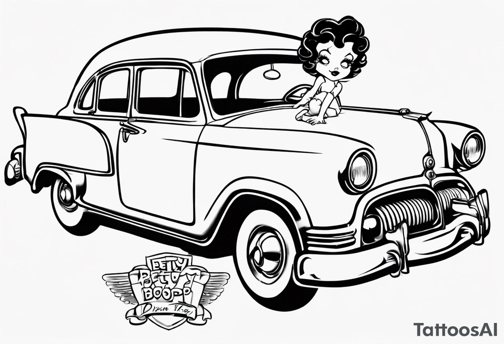 Betty boop driving car tattoo idea