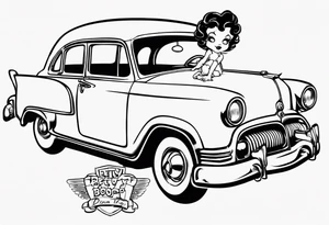 Betty boop driving car tattoo idea