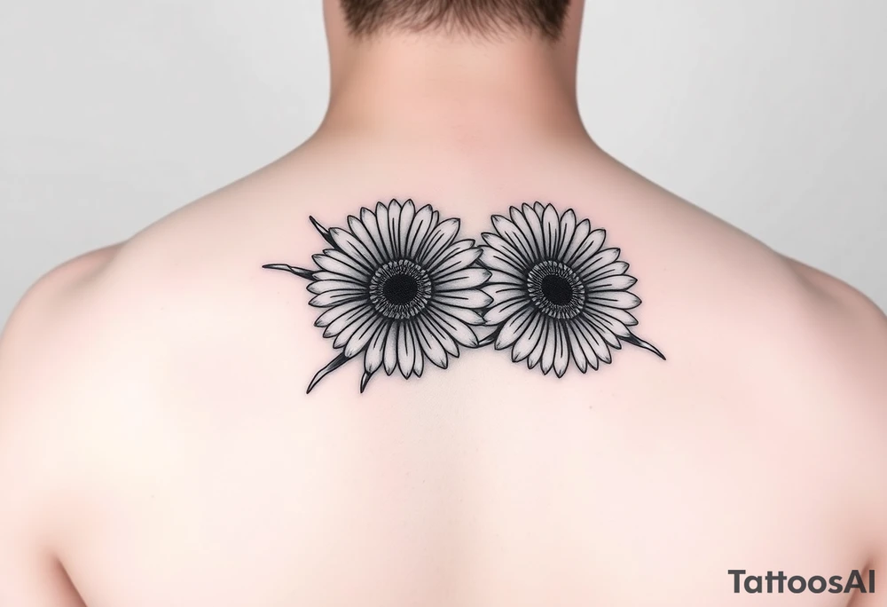 Gerber daisys wrap around wrist to cross on forearm with rich color tattoo idea