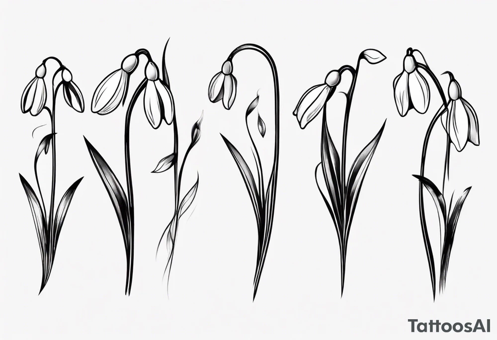 Snow drop with flowing stem tattoo idea