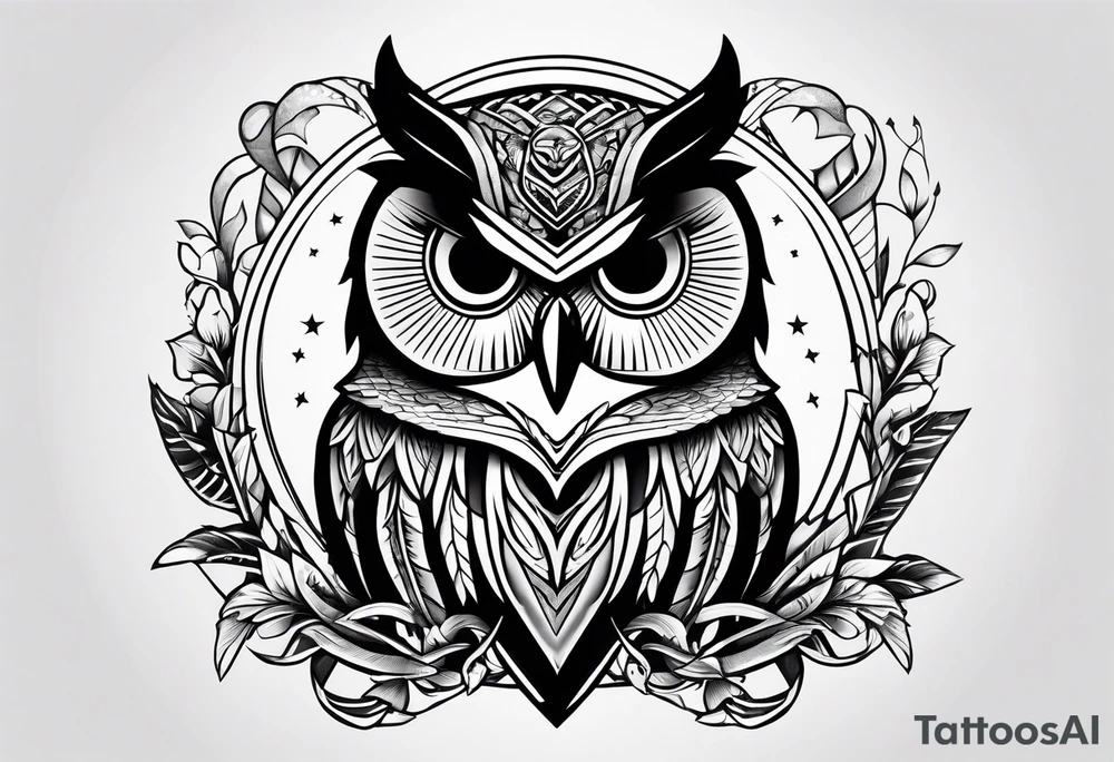 owl hunting snake tattoo idea