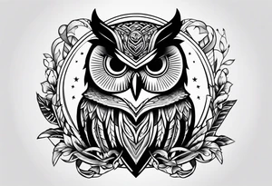 owl hunting snake tattoo idea