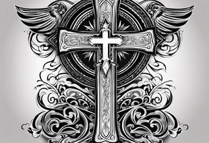 Cross with the word grace inside of it, and the words psalm 91:16 along the side tattoo idea