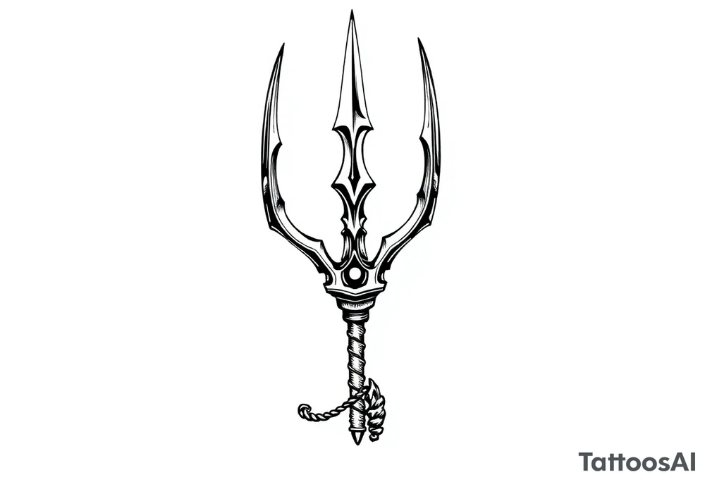trident with cool background tattoo idea