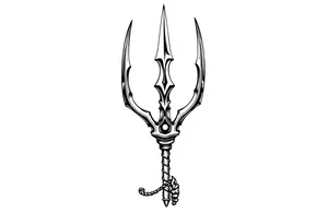 trident with cool background tattoo idea