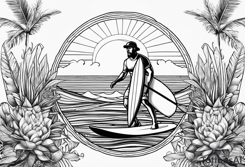 Ocean vibes lifeguard surfer tattoo idea