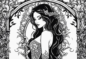 Leafy vines with tombstone tattoo idea