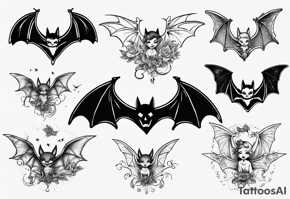 Bat with a fairy on top of it tattoo idea