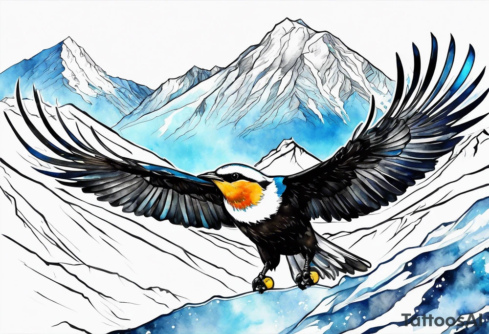 10 mile range, snowboarding, snow capped mountain, gold mining, blue bird sky tattoo idea
