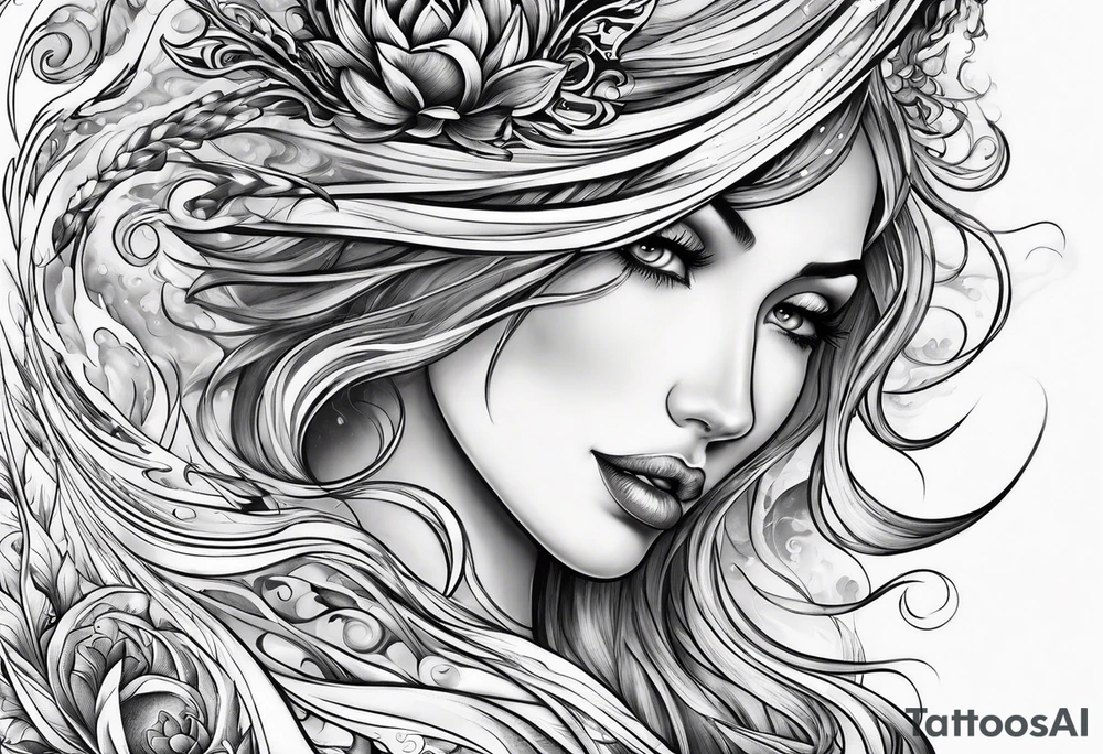 flowing water and fire tattoo tattoo idea