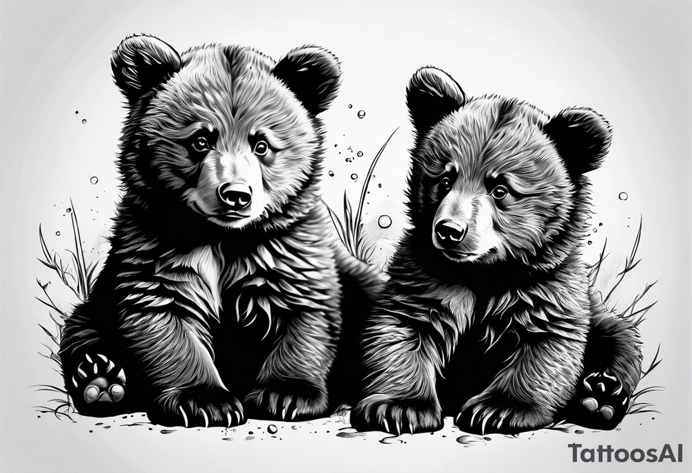 2 bear cubs playful tattoo idea